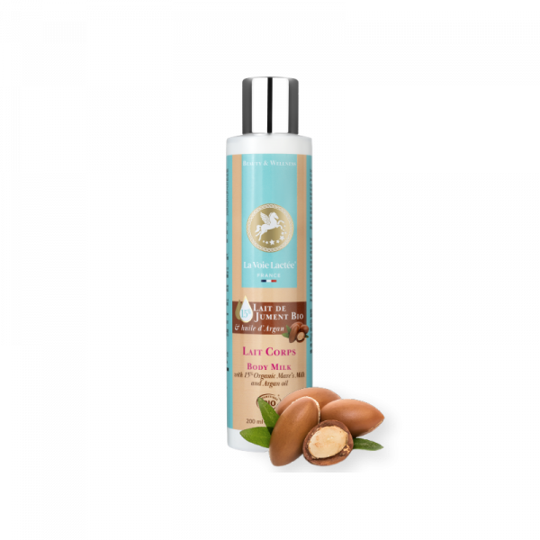 Lait pour le corps au Lait de jument bio, et à l'huile d’Argan.